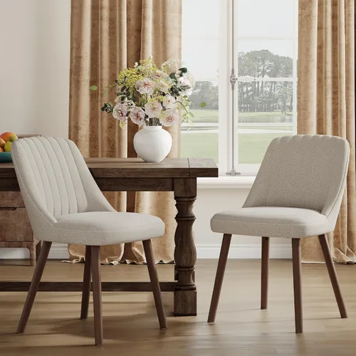 Vista 12 de MALOL Juego de 2 sillas tapizadas para comedor, sillas modernas de tela para cocina con respaldo, patas de madera para cocina, comedor, restaurante