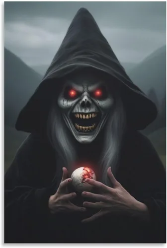 Vista 37 de HHGaoArt Lienzo gótico para pared, póster de fantasmas de Halloween, imagen espeluznante en lienzo