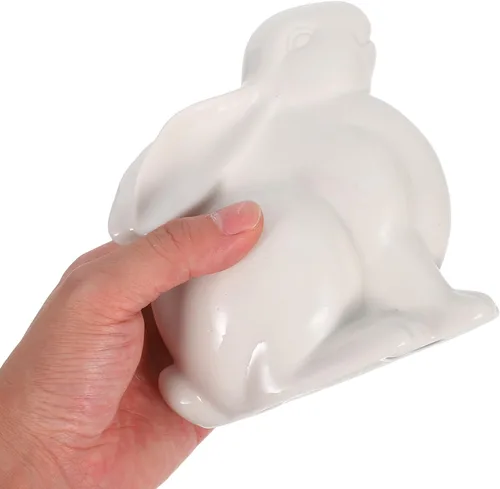 Vista 6 de BESPORTBLE Figura de conejo de cerámica, escultura de conejo de porcelana blanca de Pascua, adorno de escritorio, juguete para niños