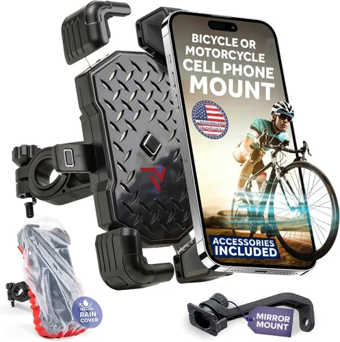 Vista 12 de Terminal Velocity Sport Soporte de teléfono para motocicleta, soporte para teléfono celular de bicicleta, para iPhone y Android, compatible