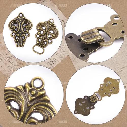 Vista 6 de AUEAR, Clips para suéter con diseño de flores y chal, cierre de capa, broche vintage, ganchos y ojos, clip retro
