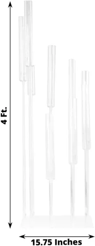 Vista 3 de Efavormart - Candelabro de acrílico transparente con 9 brazos, soporte para velas con base cuadrada, 4 pies de alto