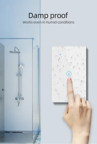 Vista 2 de HomeKit Interruptor inteligente WiFi de pared, interruptor de luz, panel de vidrio, control remoto inalámbrico con función de temporizador