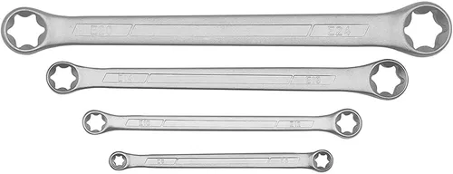 Vista 2 de Juego de llaves de caja E-Torx de 4 piezas, llaves de estrella hembra de doble extremo Kit de llave de acero CR-V resistente E6-E24
