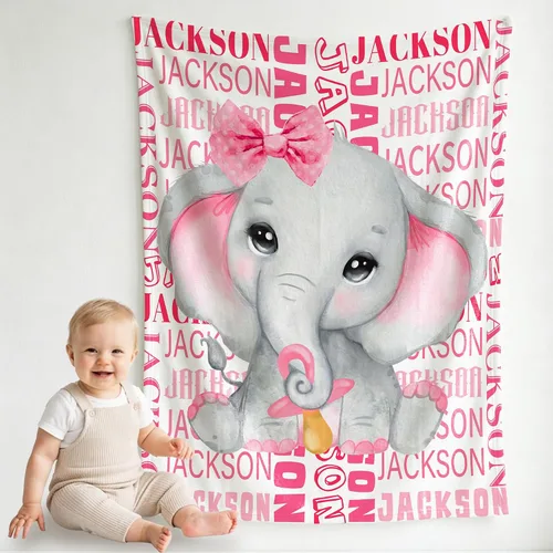Vista 10 de Pindola Manta con nombre personalizado para bebés, adultos, niñas, niños, mujeres y hombres, diseño de manta con monograma personalizada, regalos