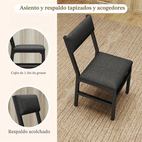 Vista 6 de Juego de mesa de comedor de 7 piezas para 4-6, sillas extensibles para mesa de cocina, juego de 6 con 6 sillas, mesa de comedor rectangular