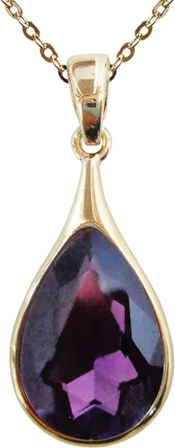 Vista 21 de Navachi Collar con colgante de circón en forma de pera con gota de agua chapada en oro de 18 quilates 16 "+2" Negro