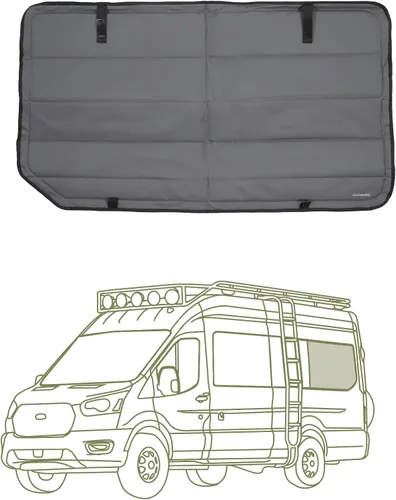 Vista 31 de Cubierta opaca aislante para ventana diseñada para Ford Transit alto/medio, borde de plástico completo de 130 pulgadas de longitud, ventana trasera