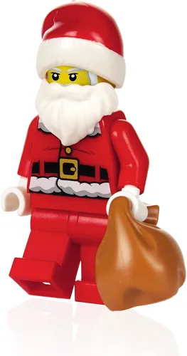 Vista 2 de LEGO Minifigura de Vacaciones - Papá Noel (con Bolsa de Juguetes) Completamente Nueva para 2021