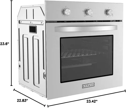 Vista 8 de Empava Horno de Pared de Gas Individual de 24 Pulgadas 2.3 Pies Cúbicos Funciones de Hornear Asar Rosticería con Controles Mecánicos-Temporizador