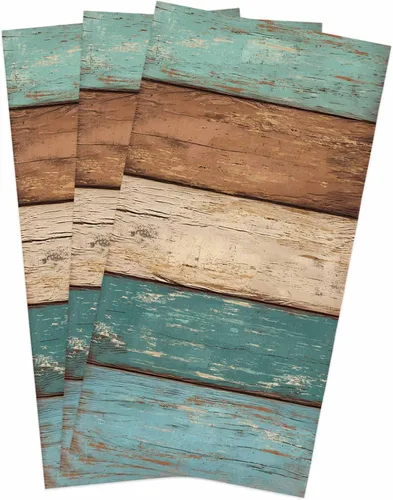 Vista 24 de Toallas de cocina rústicas de girasol, papel de periódico retro marrón rústico de microfibra absorbente para platos de cocina, toalla de baño