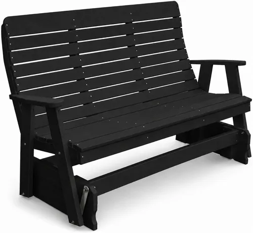 Vista 29 de Amish Made Antique Mahogany 4 ft Outdoor Glider Bench, HDPE Made in USA Fairfax Collection HDPE Poly Lumber Outdoor Glider Bench, All-Weather