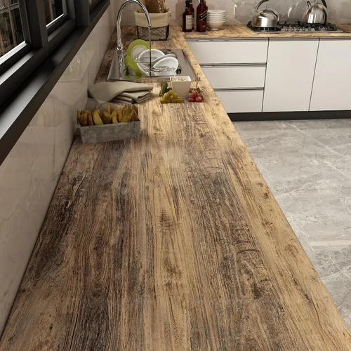 Vista 5 de 3yecao Papel tapiz de grano de madera marrón grueso, 24 x 197 pulgadas, impermeable, con textura sintética, papel de contacto de madera gris azul