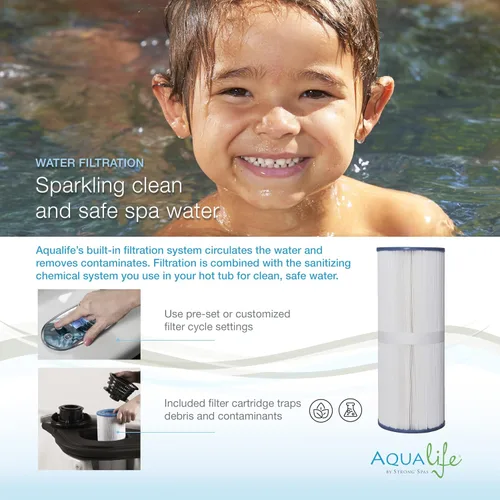 Vista 22 de Bañera de Hidromasaje AquaLife Serie Select® de 7 Personas con 100 Chorros de Acrílico, sin Asiento, con Ozonizador y Escalones