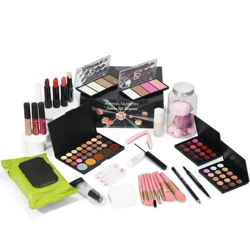 Vista 6 de Caja de maquillaje, regalo surtido sorpresa para festivales con productos de maquillaje profesional, juego de cosméticos para fiestas, para mujeres