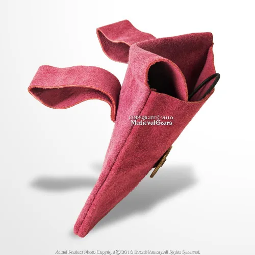 Vista 4 de Bolsa de piel de ante para disfraz medieval renacentista de varios colores LARP SCA