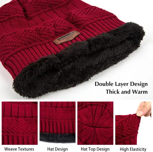 Vista 102 de Loritta Gorro de invierno cálido de punto grueso y holgado para hombre