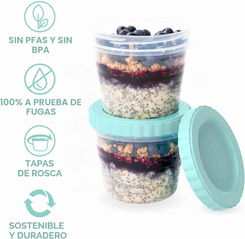Vista 4 de Bentgo Prep - 20 piezas de 16 fl oz Recipientes de plástico para deli con tapas a prueba de fugas, almacenamiento de alimentos para preparación