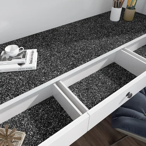 Vista 3 de Decotalk Papel tapiz con purpurina para despegar y pegar, papel de contacto con lentejuelas negras de 17.7 x 120 pulgadas, papel tapiz negro