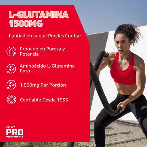Vista 3 de GNC Pro Performance L-Glutamina 1500 mg, suplemento de aminoácidos, 90