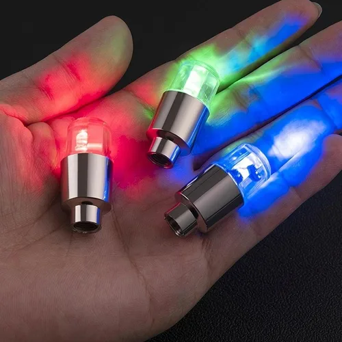 Vista 4 de 4 PCS Luces LED para Tapas de Vástago de Válvula de Neumático, Flash Giratorio con Visibilidad de 360 Grados, Luces de Rueda Impermeables para Azul