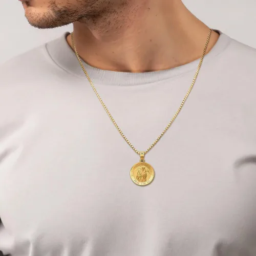 Vista 8 de IceCarats Colgante con dije de oro amarillo de 14 quilates con medalla de San Francisco de Asís