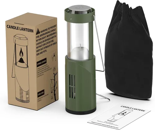 Vista 6 de Mini linterna de vela de larga duración de 15+ horas para velas reales, iluminación de emergencia de campamento al aire libre, linterna