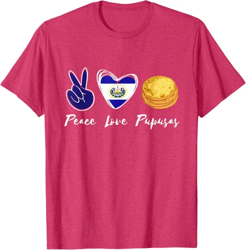 Vista 30 de Pupusas Lover Love Peace El Salvadaor Camiseta Comida Salvadoreña
