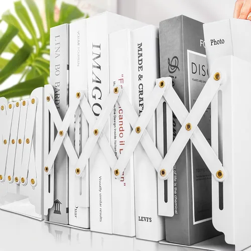 Vista 10 de Extremos de libro antideslizantes para sostener libros, extremos de metal ajustables para libros decorativos para oficina en casa, resistente