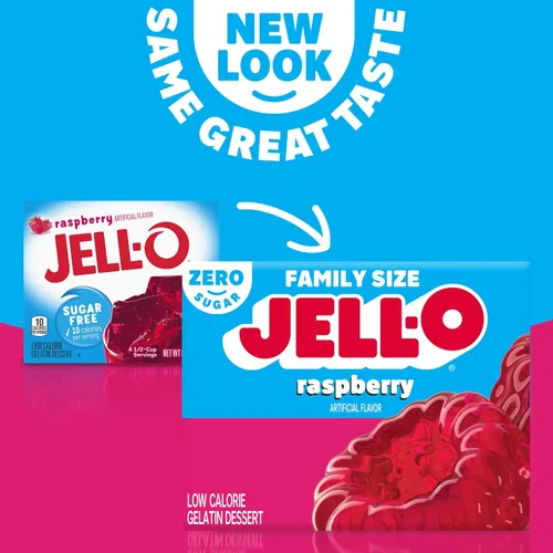 Vista 5 de Jell-O Gelatina sin azúcar de frambuesa, 0.6 onzas (paquete de 24)
