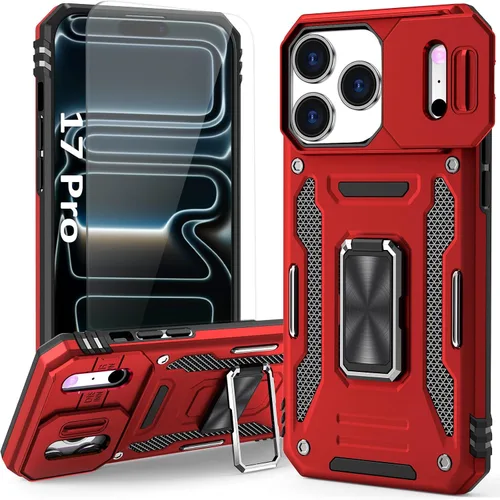Vista 31 de Funda compatible con iPhone17 Pro con soporte, cubierta de cámara y protector de pantalla HD, doble capa a prueba de golpes, protección contra
