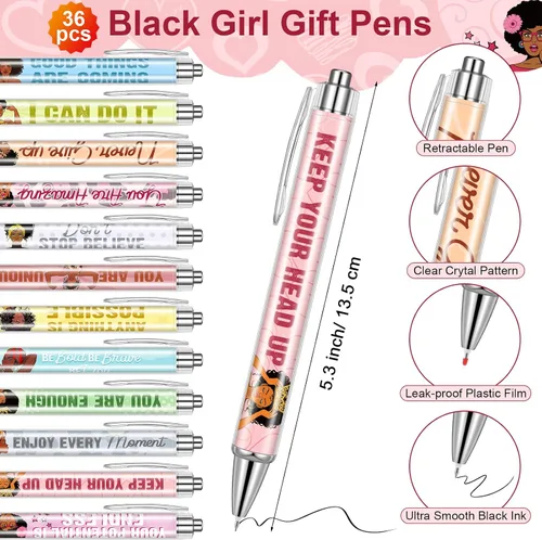 Vista 2 de Yeaqee Juego de 72 notas adhesivas para niñas negras con bolígrafos motivacionales, juego de regalos inspiradores afroamericanos, blocs de notas