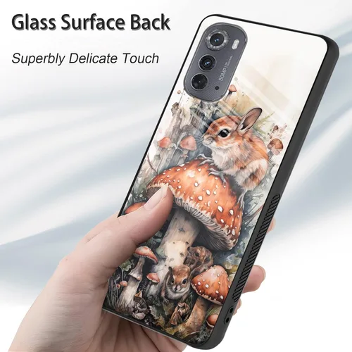 Vista 60 de Funda para Motorola Moto Edge 2022, cubierta trasera de vidrio templado con protector de pantalla, funda protectora a prueba de golpes para Motorola