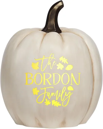 Vista 11 de Let's Make Memories Calabaza iluminada personalizada, decoración de Halloween de Jack o Lantern, nombre de tu familia en una calabaza personalizada
