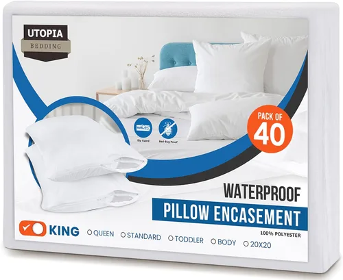 Vista 15 de Utopia Bedding - Funda de almohada impermeable con cremallera, 20 x 26 pulgadas, 2 unidades, estándar, color blanco