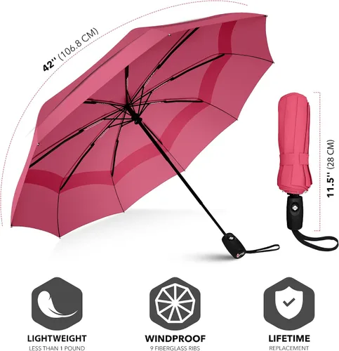Vista 4 de Repel Umbrella Inverted Umbrella for Rain - Windproof Reverse Umbrella w 8 Fiberglass Reinforced Ribs - Easy OpenClose Upside Down Umbrella - Large