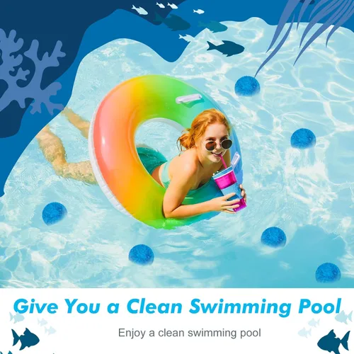 Vista 4 de Zubebe Filtro de piscina de 4.6 libras, medios de filtro de fibra para piscina, filtros de arena y centro de baño, bañeras, spas, acuarios, suciedad