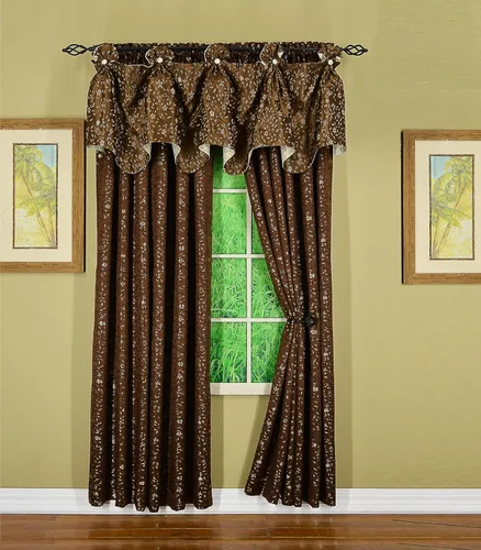 Vista 19 de Today's Curtain Madison - Cenefa reversible con botones, 20 pulgadas de largo, color burdeos