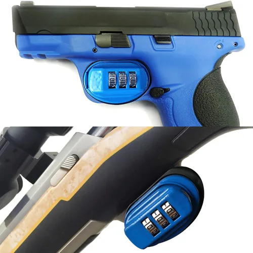 Vista 6 de RioRand Bloqueo de disparador de 3 dígitos combinación pistola bloqueo bloqueo gatillo accesorios azul