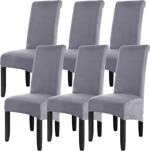 Vista 8 de ele ELEOPTION Fundas grandes de terciopelo y elastano para silla, fundas protectoras suaves y elásticas para silla, extraíbles y lavables para Negro