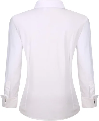 Vista 2 de Alex Vando Camisas de vestir para mujer, sin arrugas, ajuste regular, manga larga, elástica, camisa de trabajo