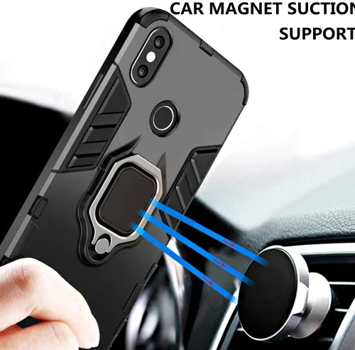 Vista 5 de Funda para Huawei Y9A, 2 en 1 híbrida resistente armadura a prueba de golpes Defender Kickstand de doble capa parachoques carcasa trasera dura