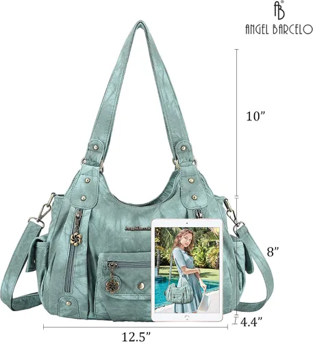 Vista 2 de Angel Barcelo Bolsos de cuero sintético para mujer, bolso de hombro, a la moda, bolsas para niñas