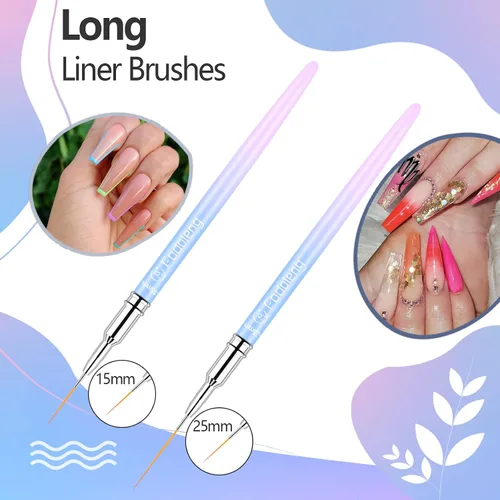Vista 6 de Cepillo delineador para uñas, 6 pinceles finos para arte de uñas, cepillo profesional para detalles de uñas para esmalte de gel, tamaños