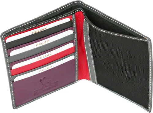 Vista 5 de Rfid - Funda para pasaporte de piel auténtica con organizador de tarjetas de crédito, Gris Multi), 5.06E+12