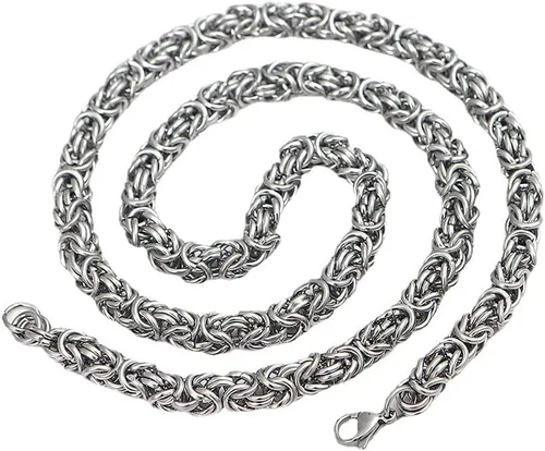 Vista 7 de YCYR Collar con cabeza de lobo para hombres, mitología nórdica, colgante de amuleto de lobo de Odín con cadena bizantina de acero inoxidable vintage