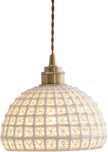 Vista 8 de Lámpara colgante de cerámica negra para isla de cocina, pantalla festoneada de cerámica, estilo granja, vintage, luces colgantes de techo