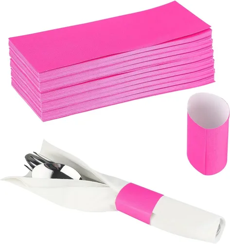 Vista 10 de Germiwipe - 2500 servilletas autoadhesivas de papel negro Bandas de cubiertos, servilleteros perfectos para fiestas de cumpleaños, bodas