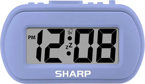 Vista 9 de Sharp - Reloj despertador con batería con funda suave al tacto y luz de fondo, color azul claro