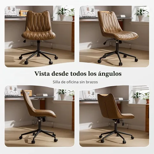 Vista 8 de Silla de oficina sin brazos, Silla de escritorio giratoria de Marrón